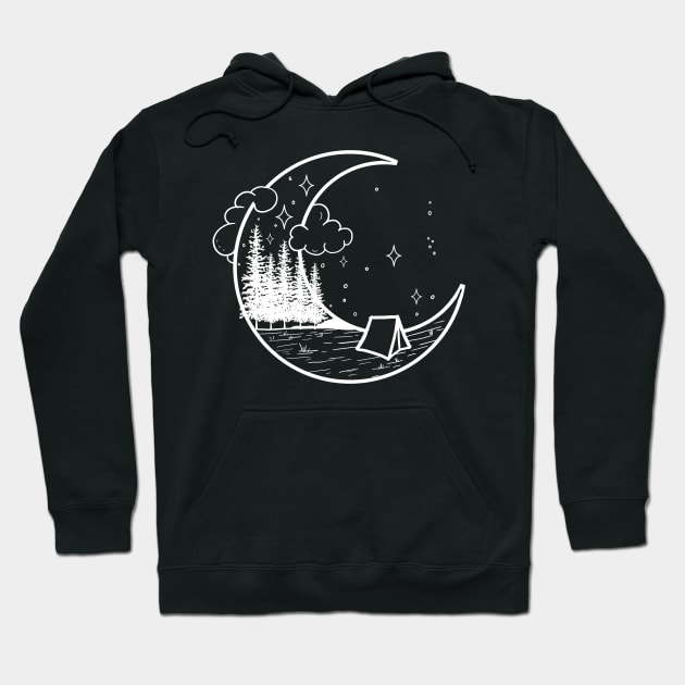 Tent in the moon forest creative handdrawn Gift Hoodie by Mesyo